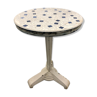 Art Deco cast garden table and porcelain shard tray