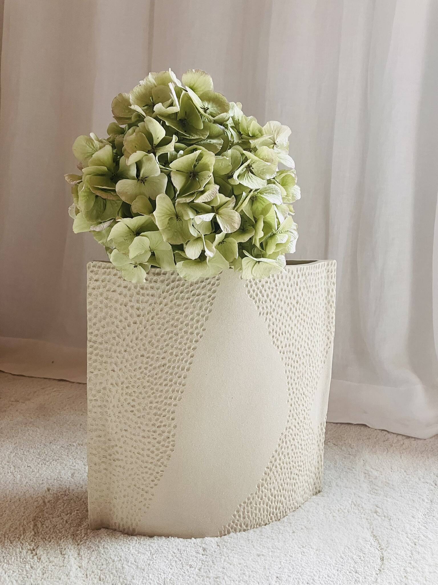 XL square ceramic vase with texture