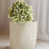 XL square ceramic vase with texture