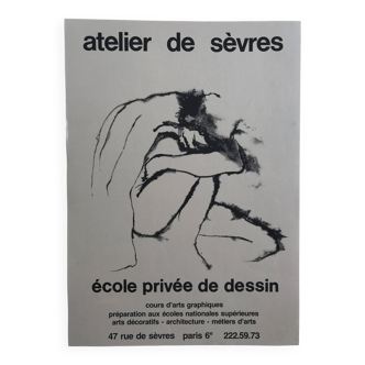 Original poster about Ingres from the Atelier de Sèvres, drawing school, Paris 6, 1960s