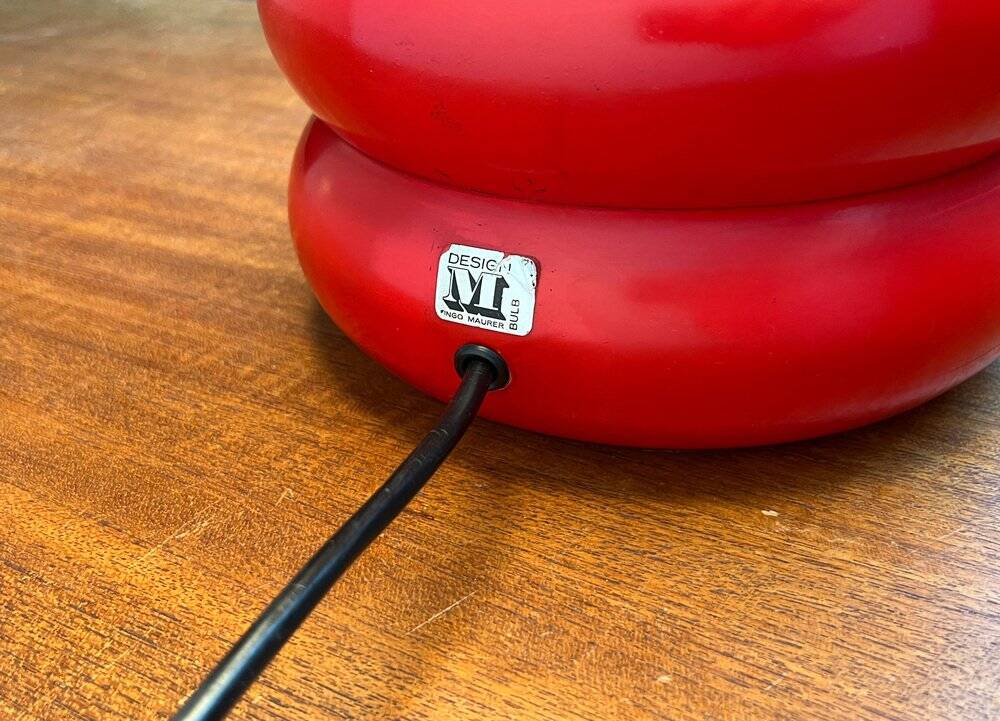 Giant table lamp or floor lamp in the shape of a light bulb from the mid-century German space age by Ingo Maurer for M Design, 1960s.