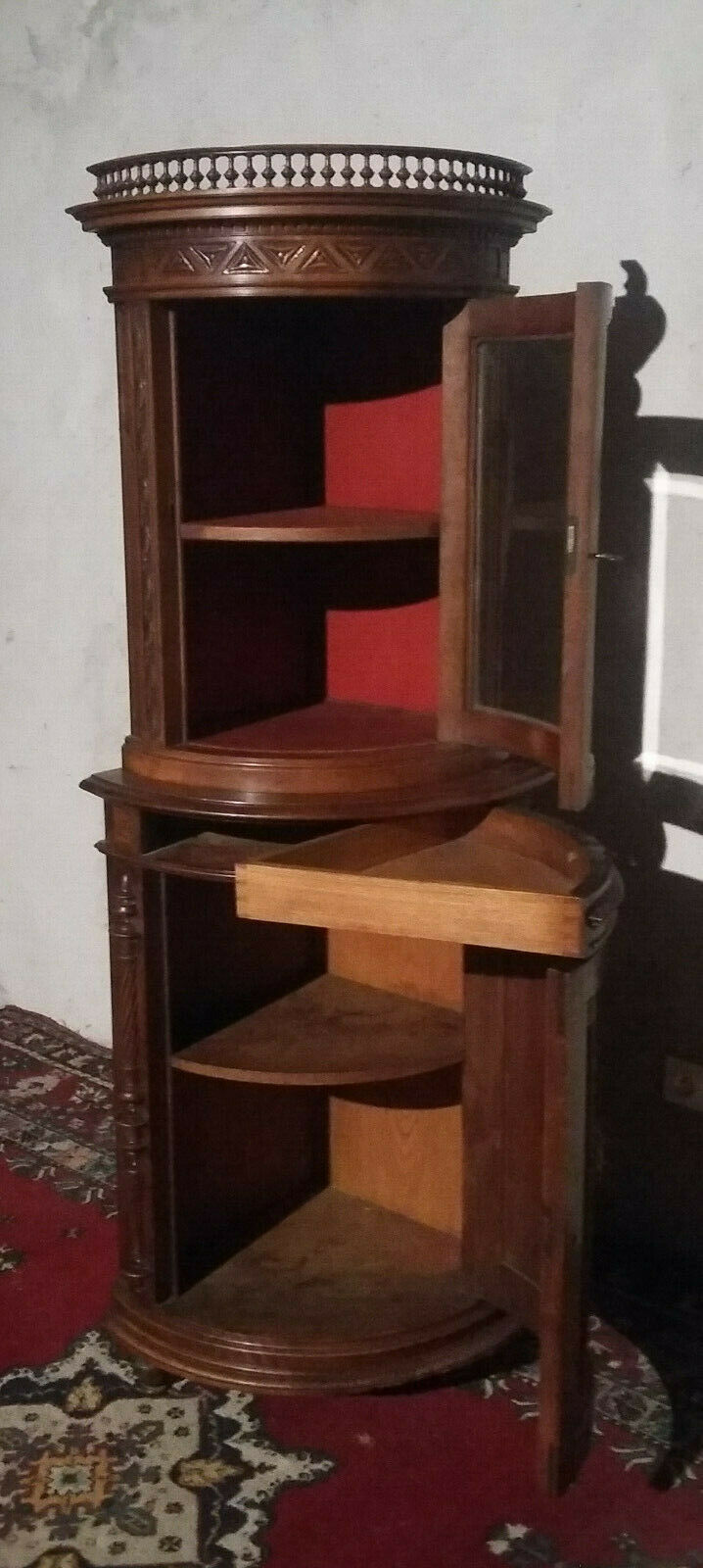 Walnut Renaisance corner buffet