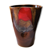 Vase vallauris marron/rouge - années 70 - vintage authentique