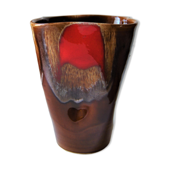 Vallauris vase brown/red - 70s - authentic vintage