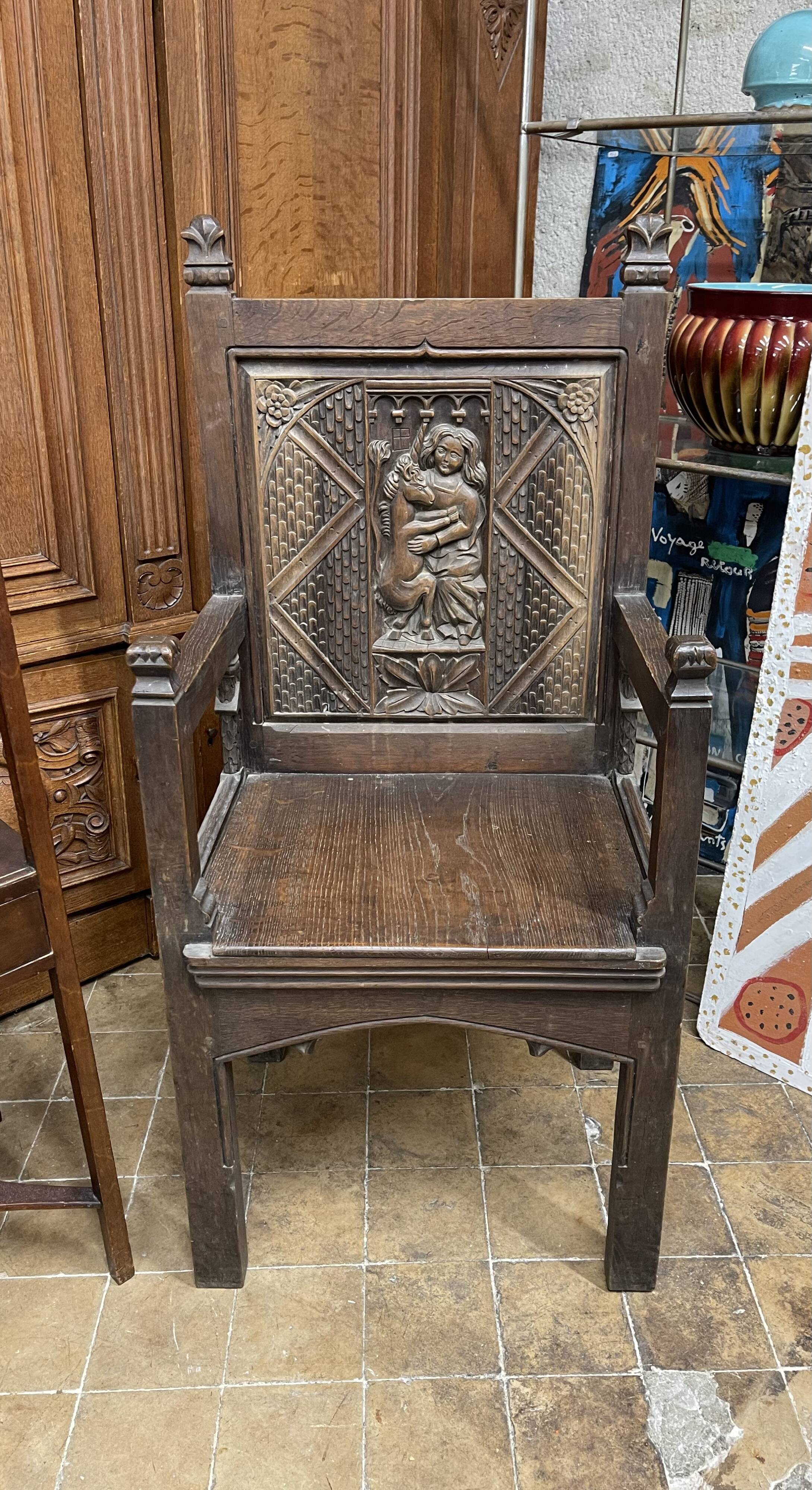 Large solid wood chair in Gothic style