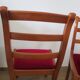 Solid cherry wood chairs and red velvet seat - Set of 4 - Louis Philippe style