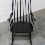 Rocking chair Grandessa en Hêtre noir par Lena Larsson 1960 pour Nesto
