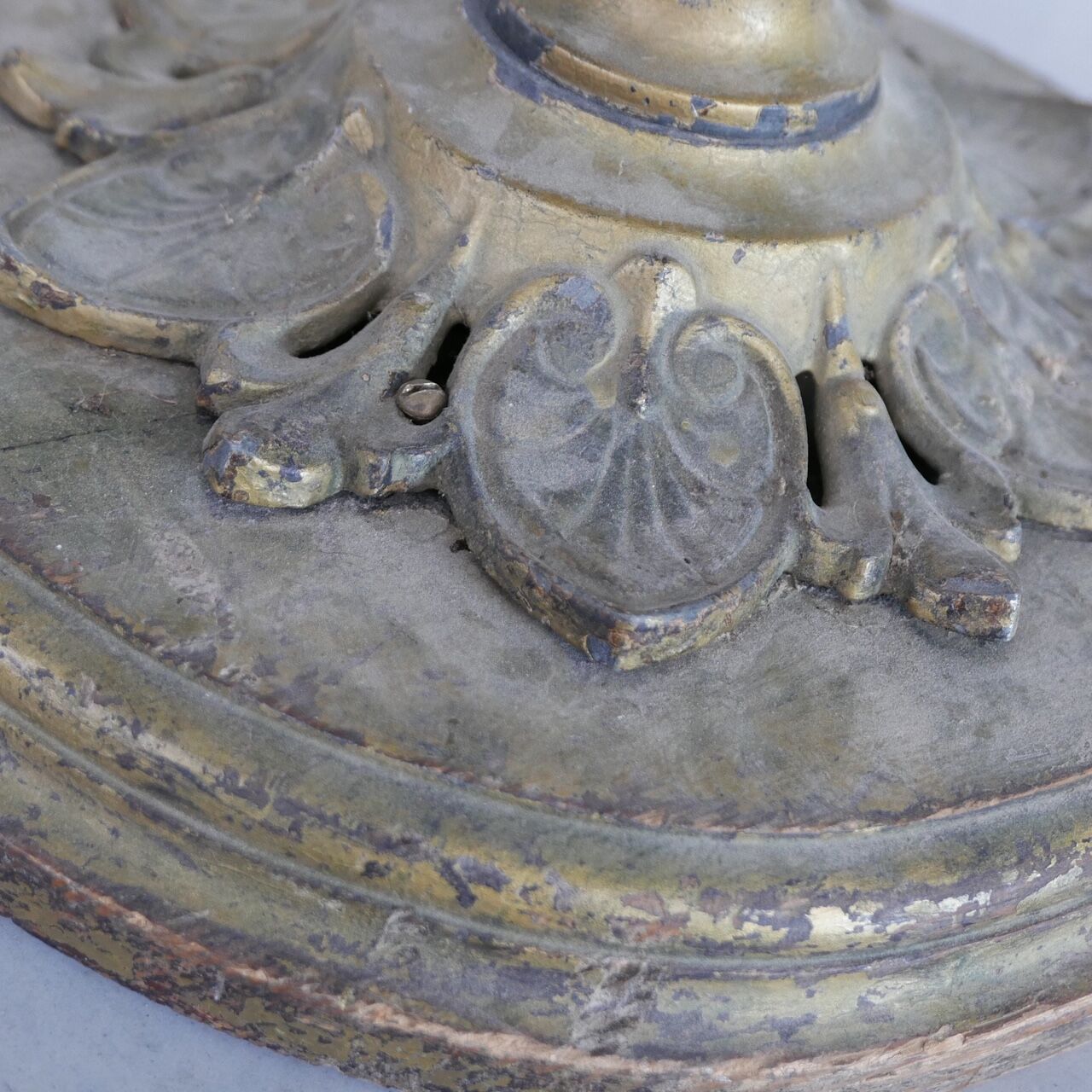 Art deco french wooden and metal gilt floor lamp