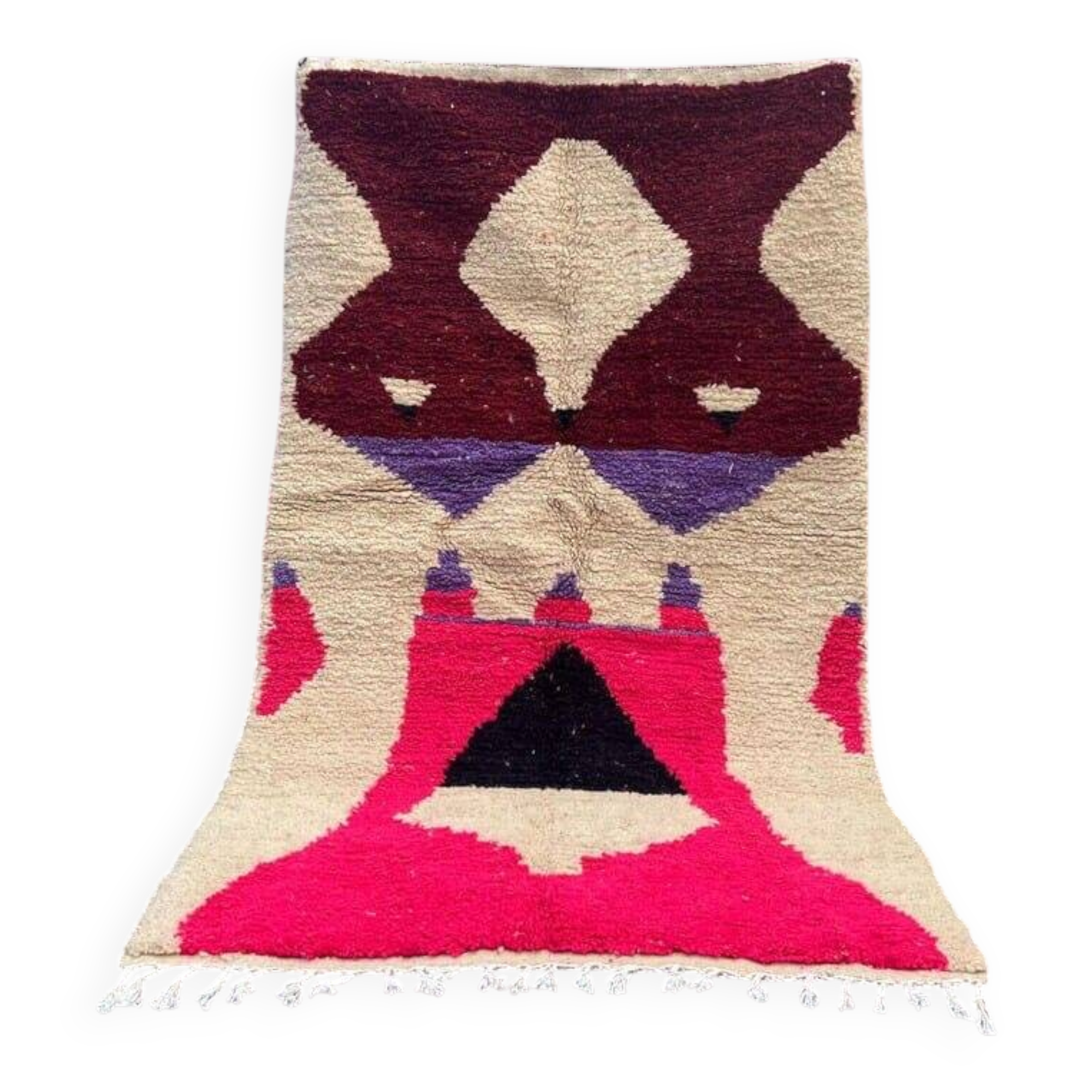 Handmade, multicolored Berber rug in pure wool, size 200 x 300 cm