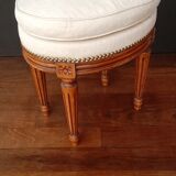 Louis XVI Style oval pouf with upholsterer seat cushion
