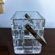 Very graphic ice bucket in cut glass and chrome handle