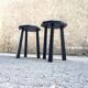 Black brutalist wooden stools, set of 2
