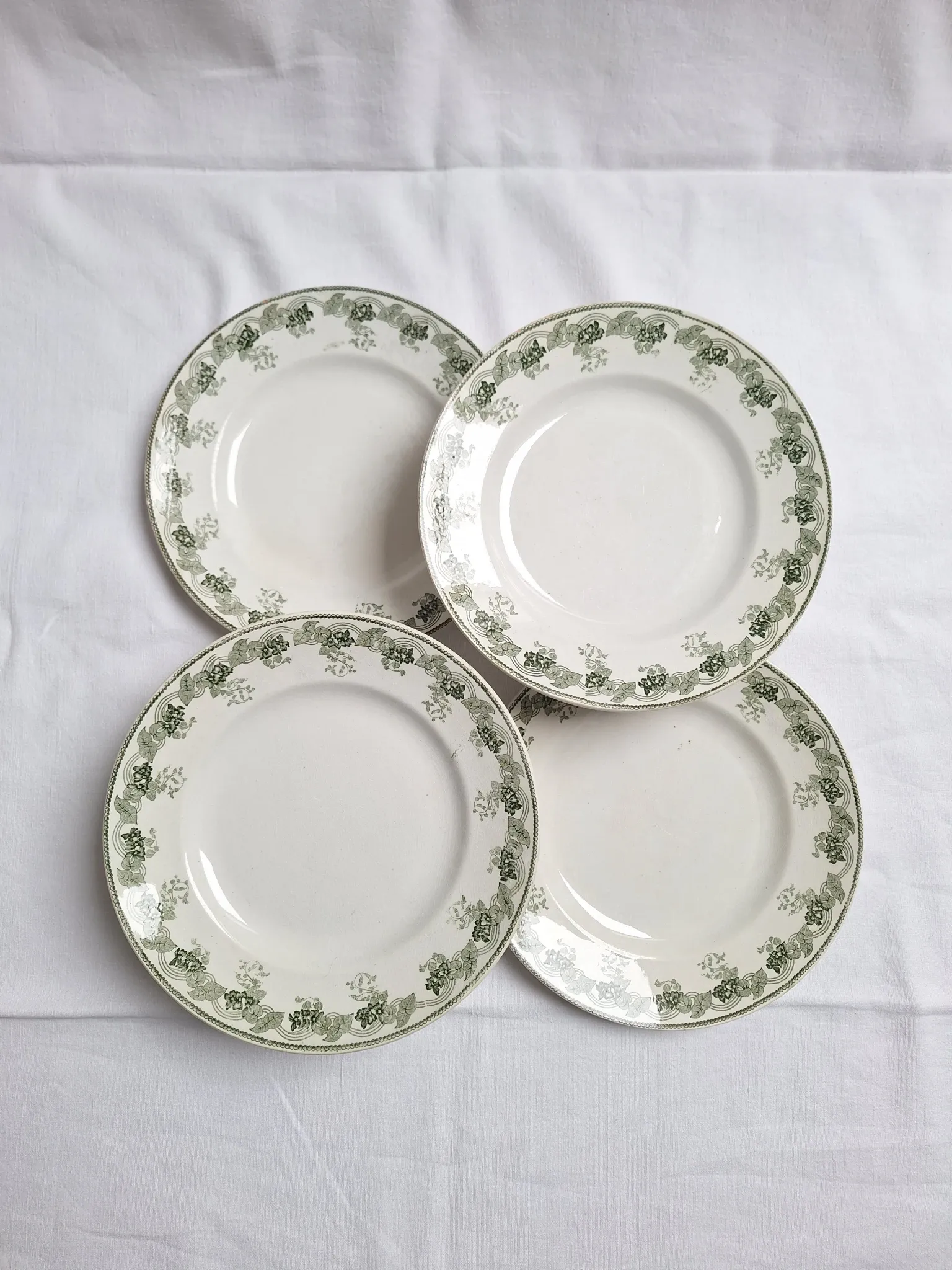 Assiettes plates vertes Moulin des Loups modèle Violetta
