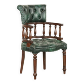 Chaise de bureau Chesterfield de style anglais en cuir vert
