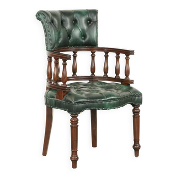 Green cow leather Chesterfield office chair / side chair in English style