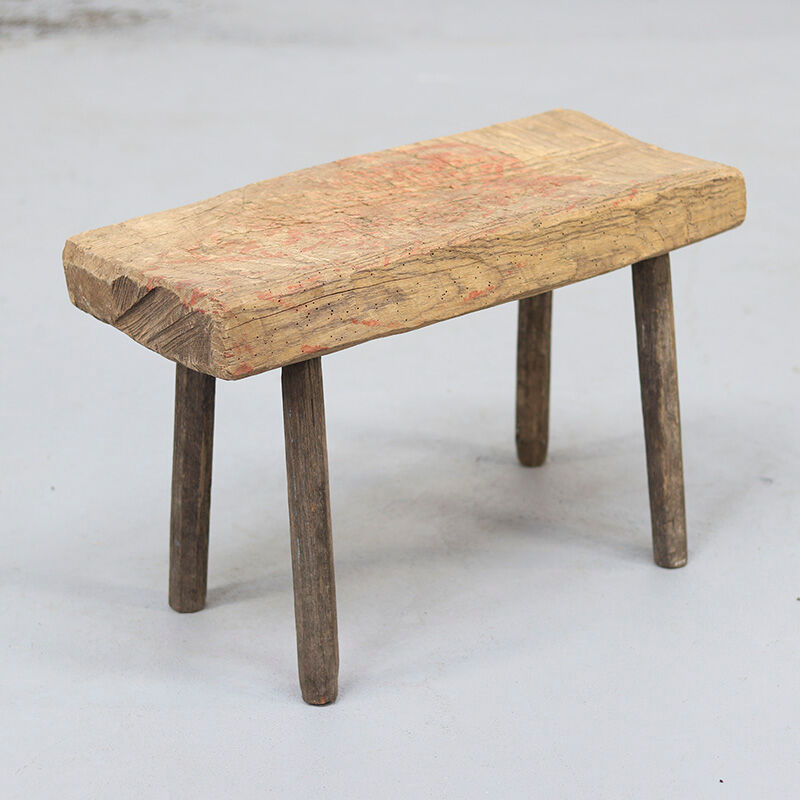 Rustic Farmhouse Wabi Sabi Primitive Oak Stool or Side Table