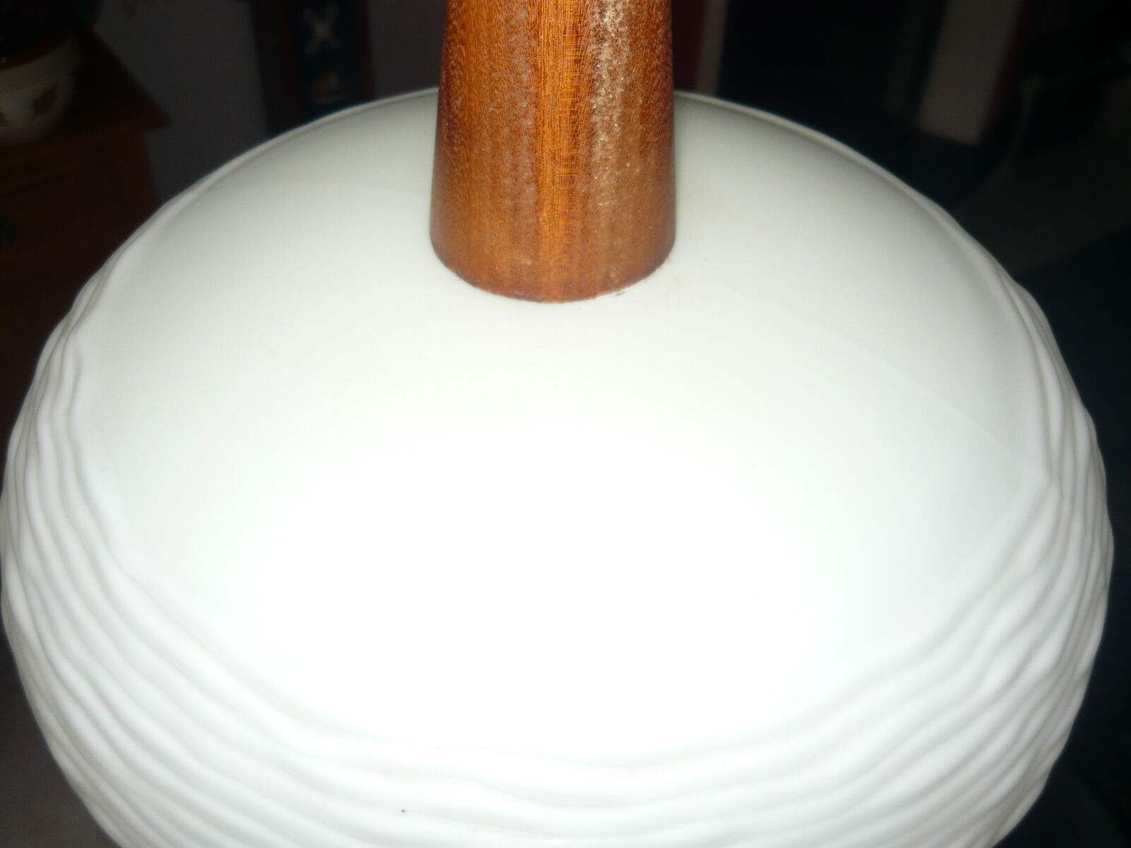 Teak and opaline suspension by Louis Kalff for Philips 60 years