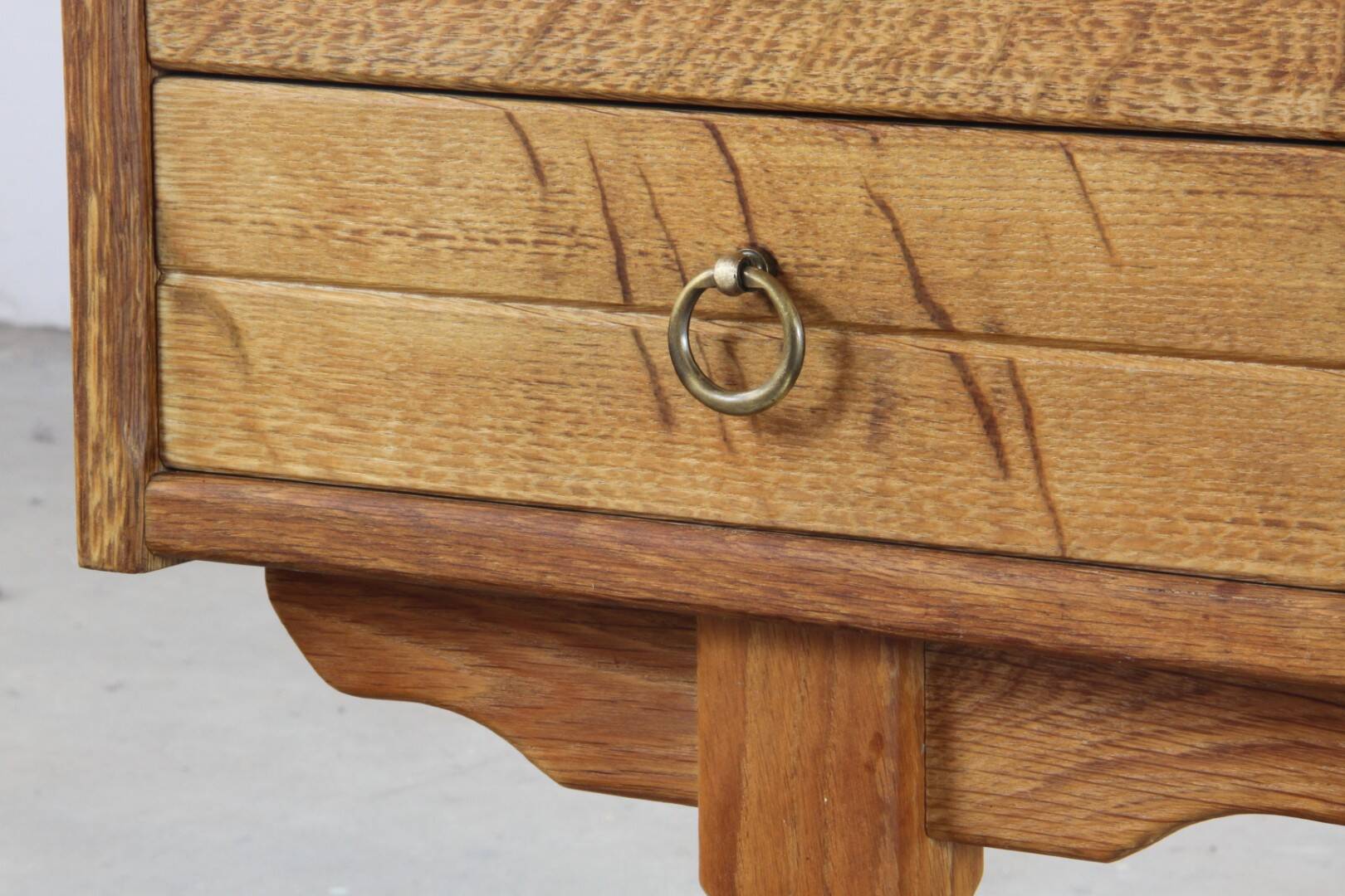 Vintage Mid-Century Oak Desk with 6 Drawers, Open Back, Kjærnulf Style