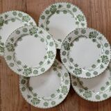 6 flat plates made of ironstone Sarreguemines 'Geranium'