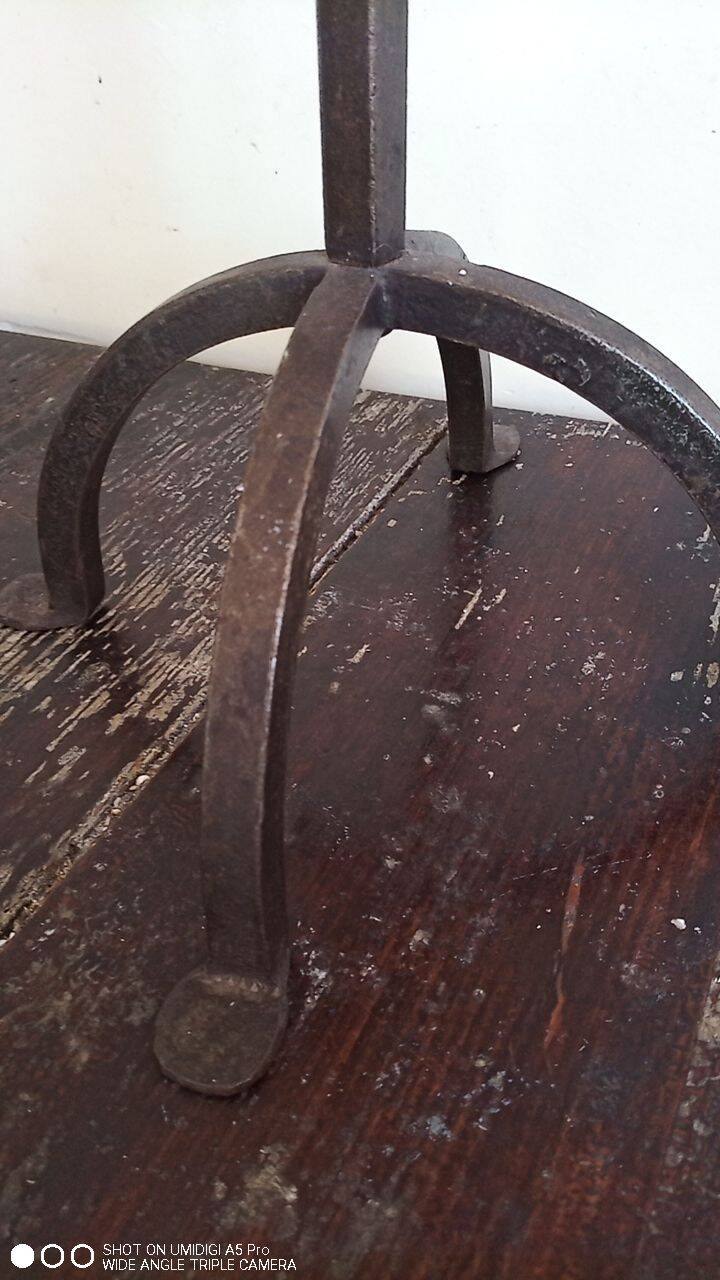 7-arm wrought iron candlestick - H 57 cm - large candle - antique