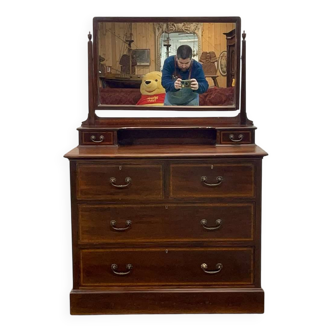 English mahogany dressing table from the early 20th century - L=1m, D=53cm, H=1m50.