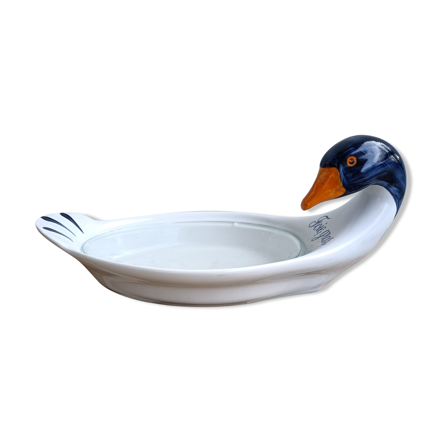 PLATEAU À FOIE Gras Vintage en Porcelaine | Plat Ovale Forme Canard / Cygne EUR 34,90 - FR
