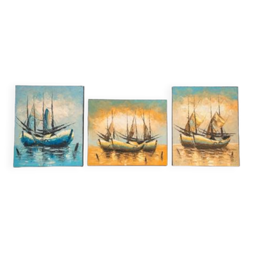 Boat on the water, 2000s, acrylic on canvas