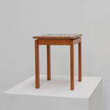 Vintage side table in pine wood tiled with mosaic, Belgium 1950s