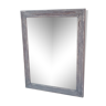 Miroir ancien en bois avec patine grise et blanche