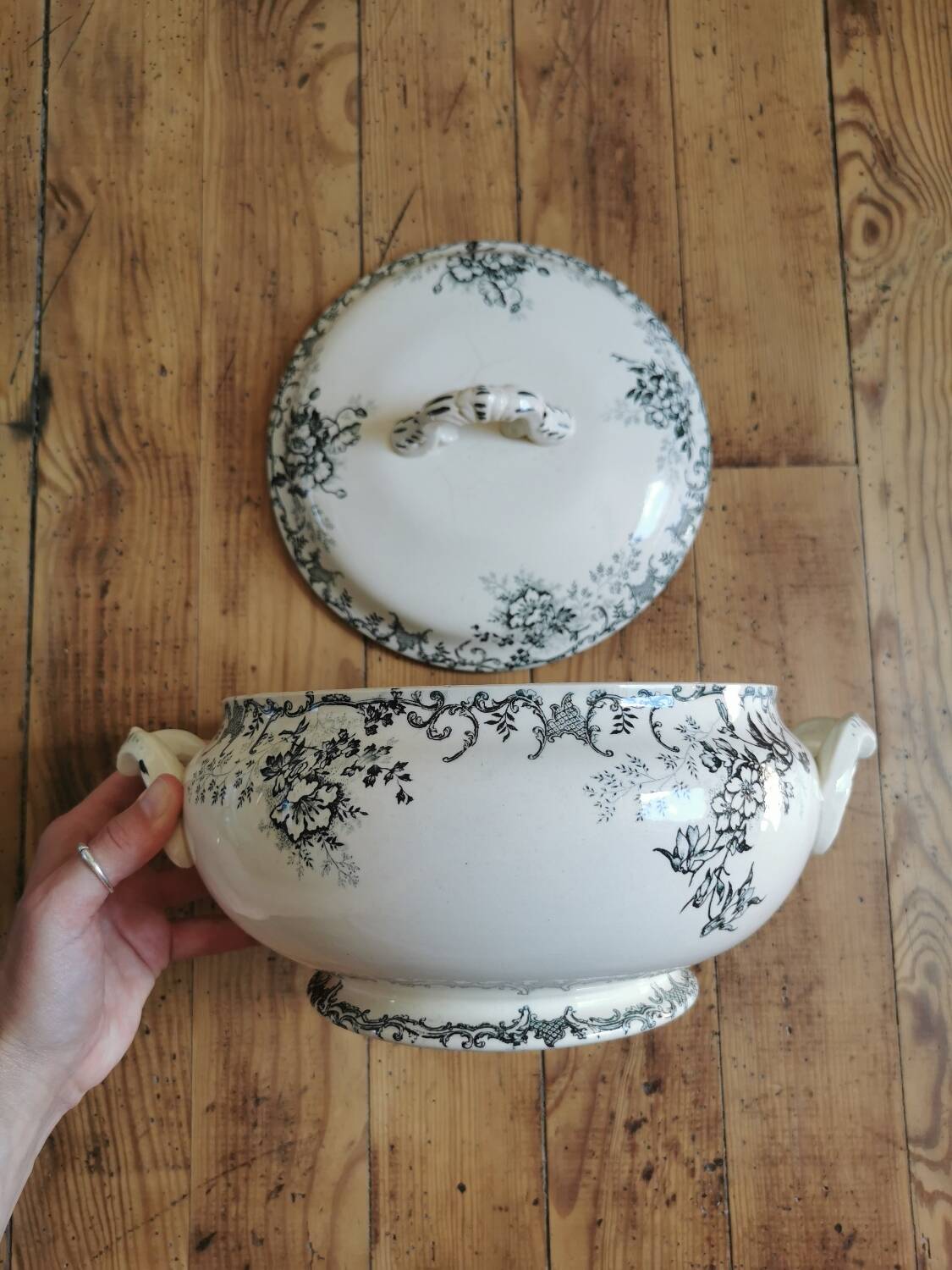 Old HC soup tureen, iron earth