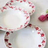 Set of 4 hollow plates, Céranord, apple pattern, vintage
