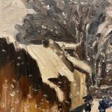 Animated snowy landscape from the early 20th century
