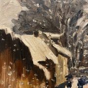 Animated snowy landscape from the early 20th century