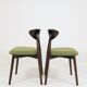 Modern Set of 2 Dining Chairs, Avocado Green Bouclè and Dark Wood