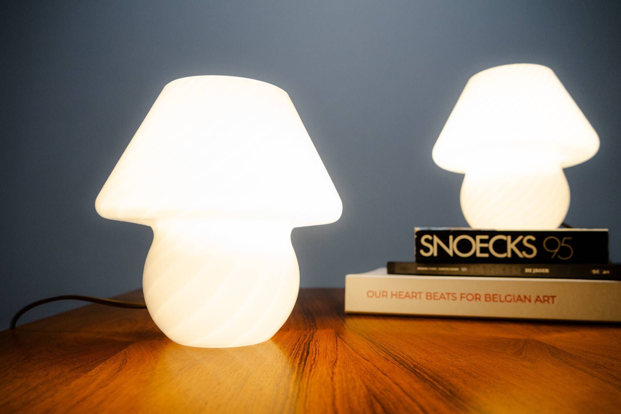 Set of 2 Mushroom Table Lamps by Venini for Mazzega, Italy, 1960s