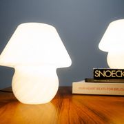 Set of 2 Mushroom Table Lamps by Venini for Mazzega, Italy, 1960s