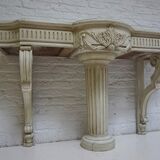 Antique French carved wooden console with central column