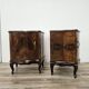 Pair of 1940s Chippendale bedside tables in walnut burl