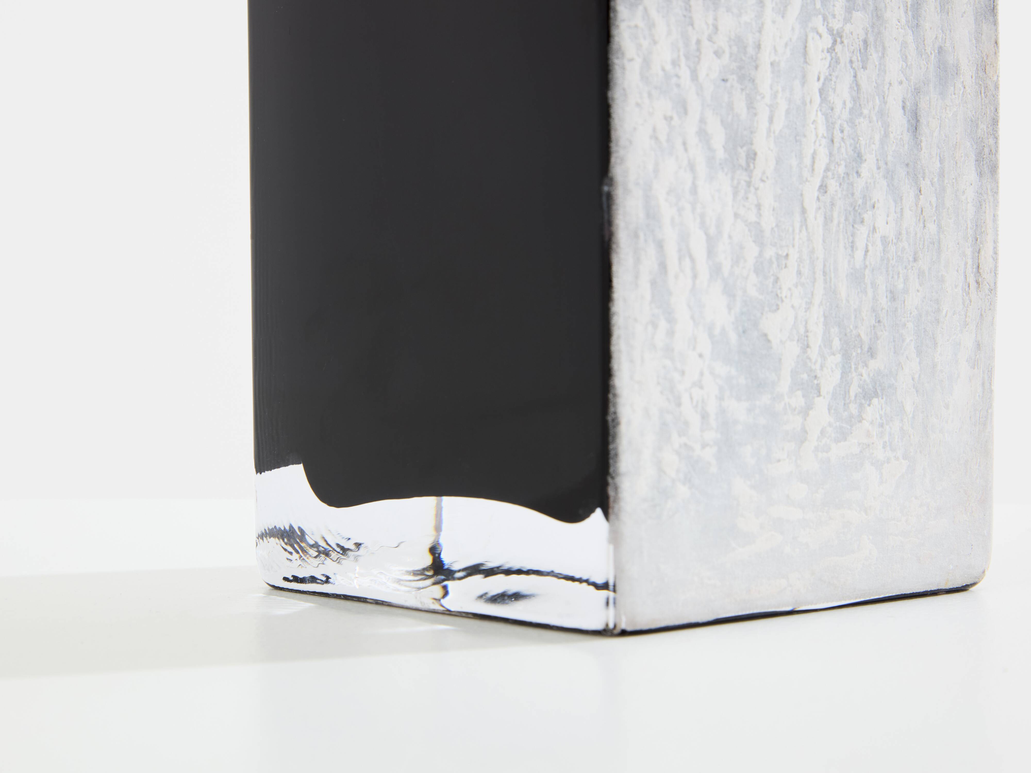 Art Deco vase in black and white opaline glass Anatole Riecke 1939