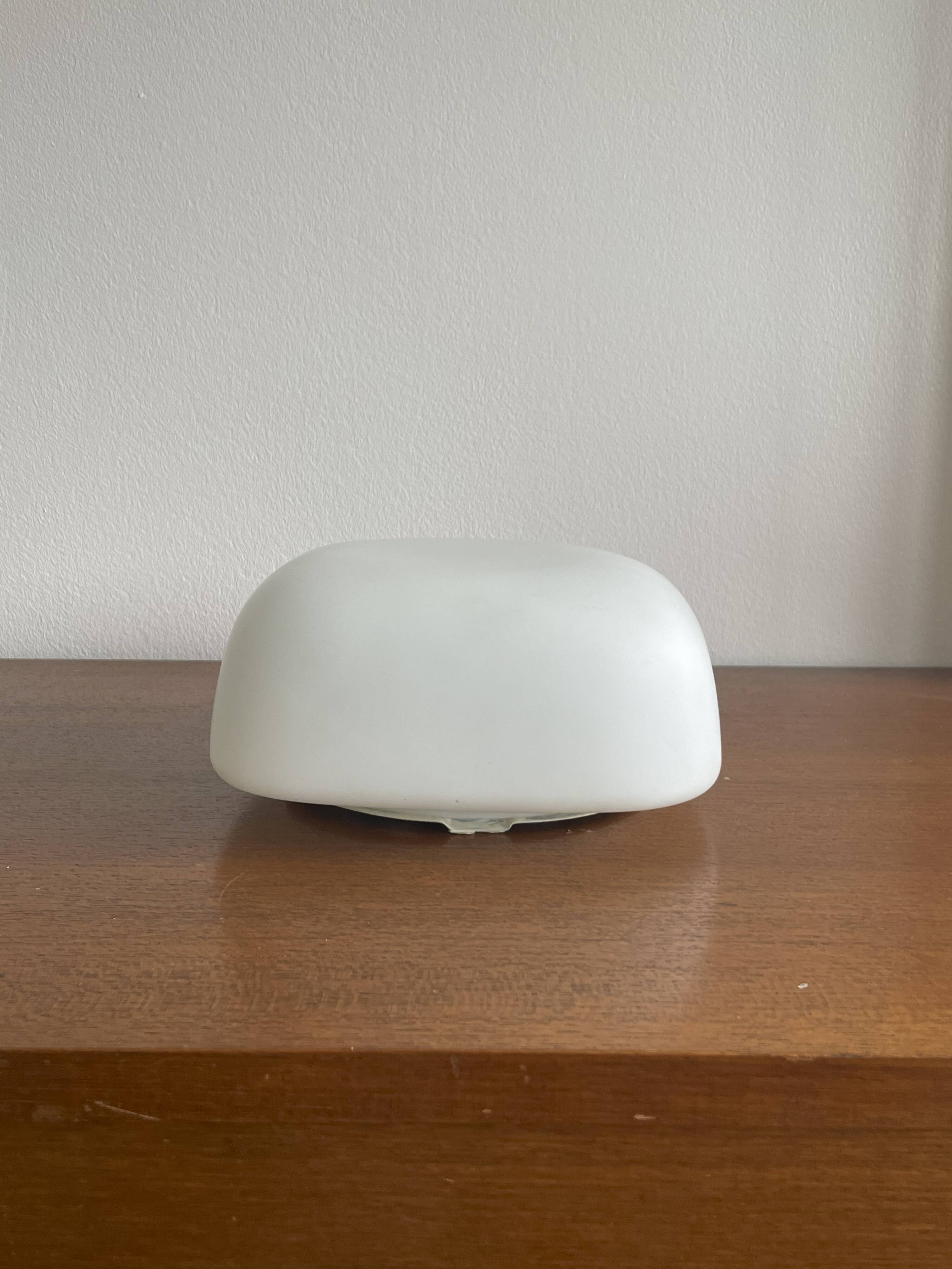 Square wall lights in sandblasted white glass