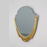 Oval Art Deco carved Gilt Wooden Mirror, France ca. 1920