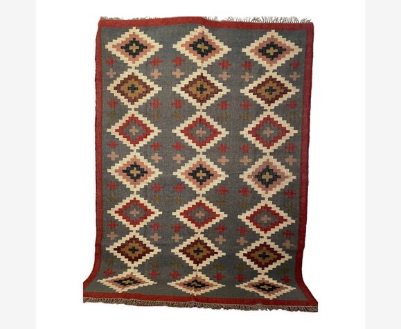 Tapis Kilimen jute tissé à la main, tapis Dhurrie, 180 x 240 cm