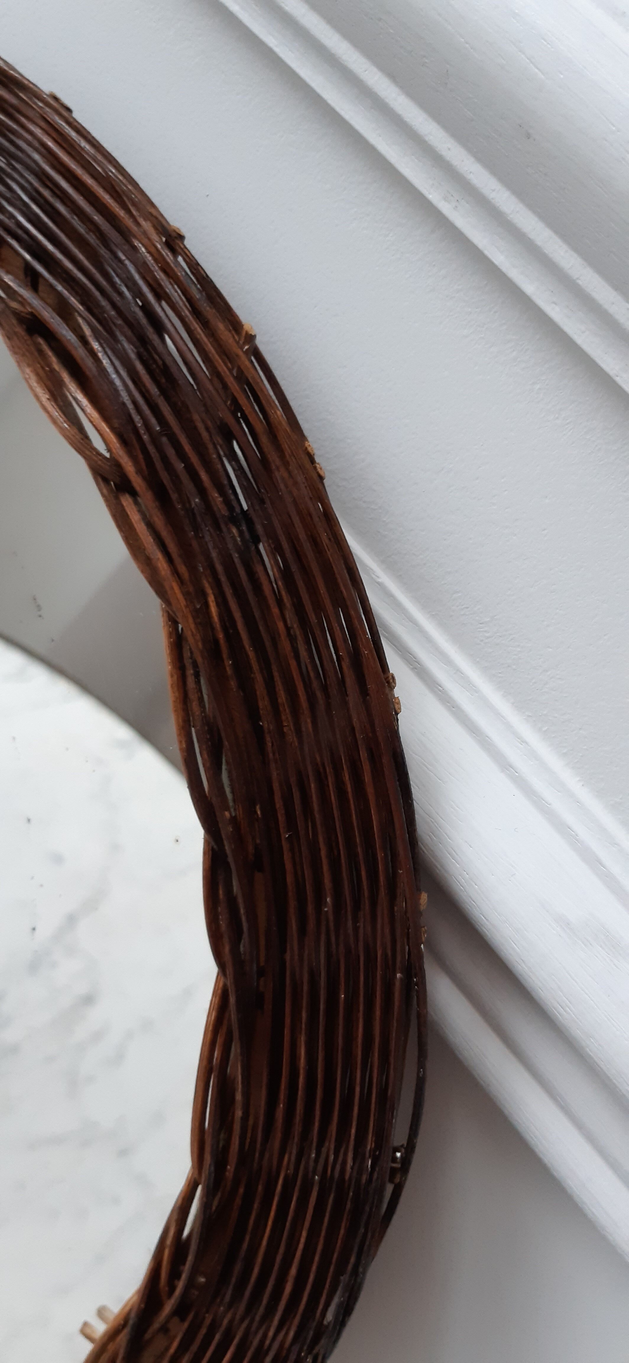 Vintage rattan mirror 70s 36cm