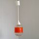 French vintage pendant light clear decorative glass shade with orange band 4449