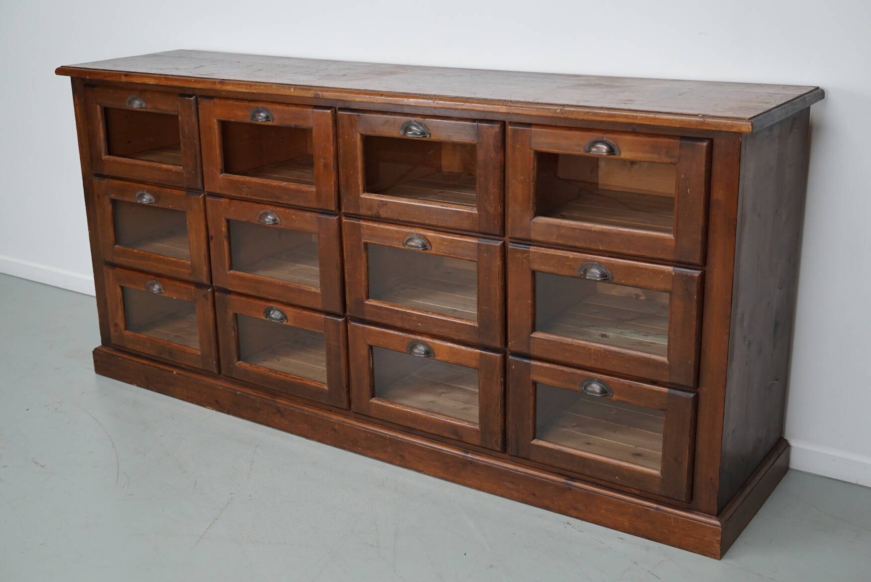 Vintage Dutch Pine Haberdashery Shop Cabinet, Mid-Century