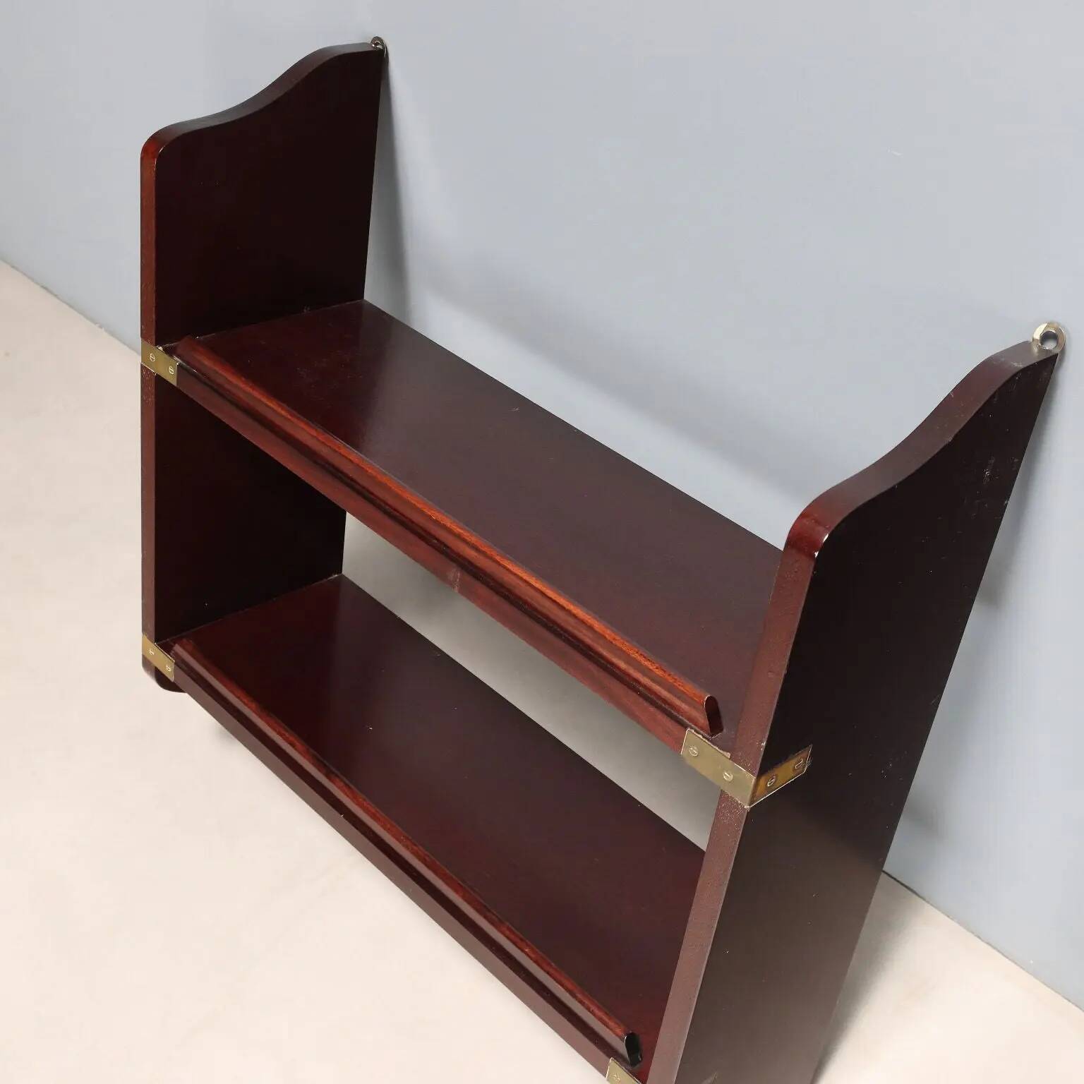 Antique marine-style shelves in mahogany veneer, Italy, 20th century.