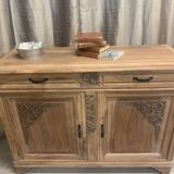 Art Deco raw wood sideboard in solid walnut