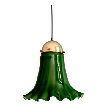 Suspension in green opaline with a scalloped edge, Peill & Putzler, 1970