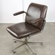Mid-Century Italian Brown Leather Swivel Chair