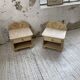 Pair of travertine bedside and rattan palm tree "vivai del sud"